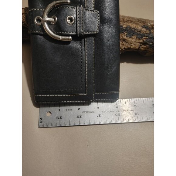 Coach Black Genuine Leather Wallet Card Slots ID Window - Picture 3 of 11